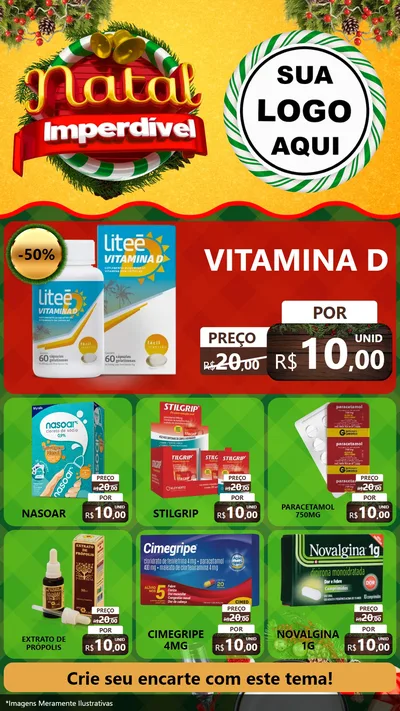 Modelo de Rede Social para Stories com o tema Natal Imperdível para Farmácia