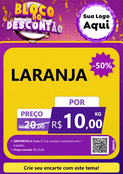 Modelo de Cartaz para Cartaz A4 Vertical com o tema Bloco do Descontão para Hortifrúti