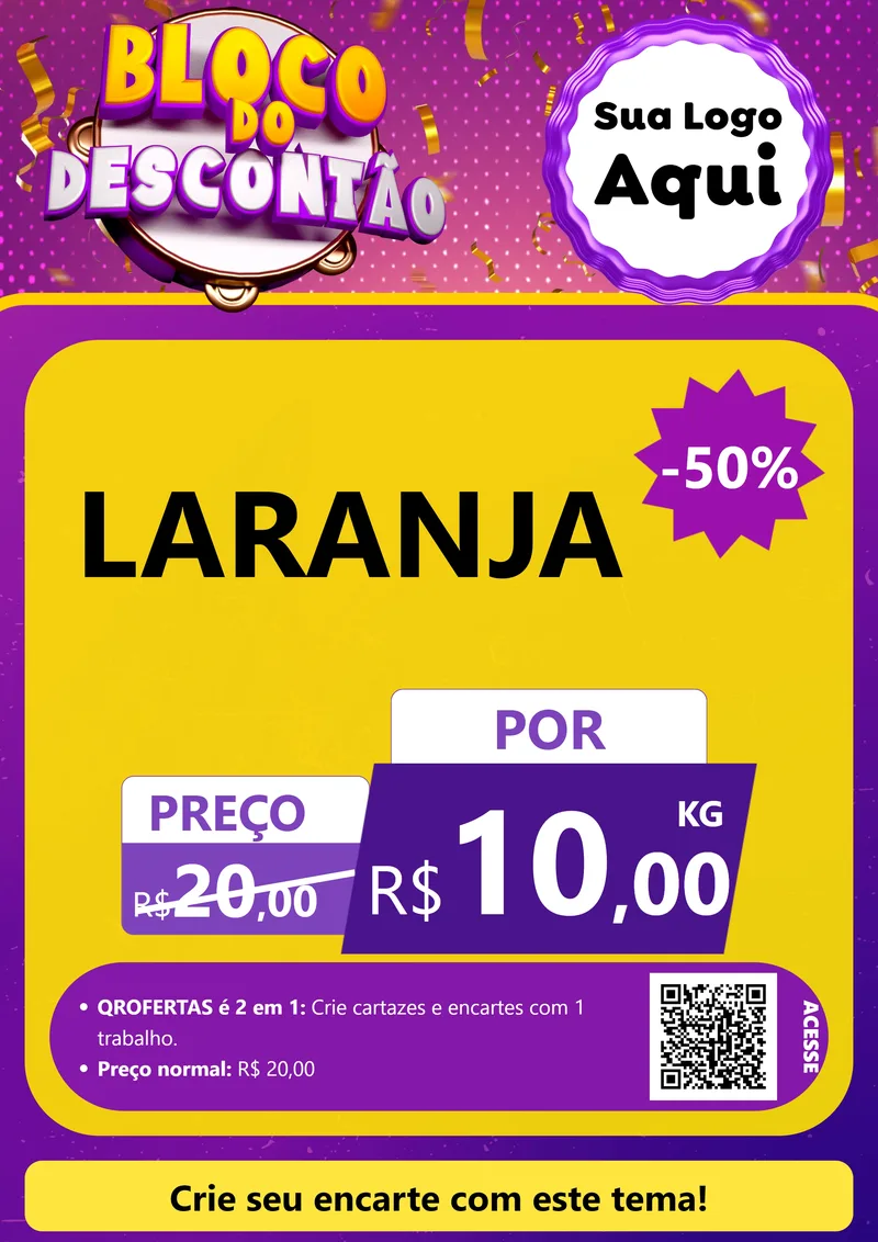 Modelo de Cartaz para Cartaz A4 Vertical com o tema Bloco do Descontão para Hortifrúti