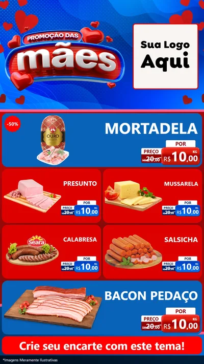 Modelo de TV para TV Vertical com o tema Promoção das Mães para Frios e Laticínios