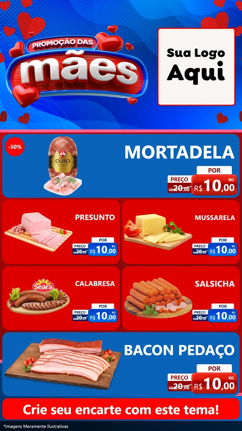 Modelo de TV para TV Vertical com o tema Promoção das Mães para Frios e Laticínios