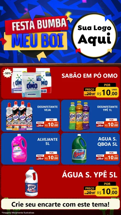 Modelo de TV para TV Vertical com o tema Festa Bumba meu Boi para Produtos de Limpeza
