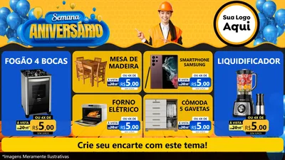 Modelo de TV para TV Horizontal com o tema Semana de Aniversário para Móveis e Eletro