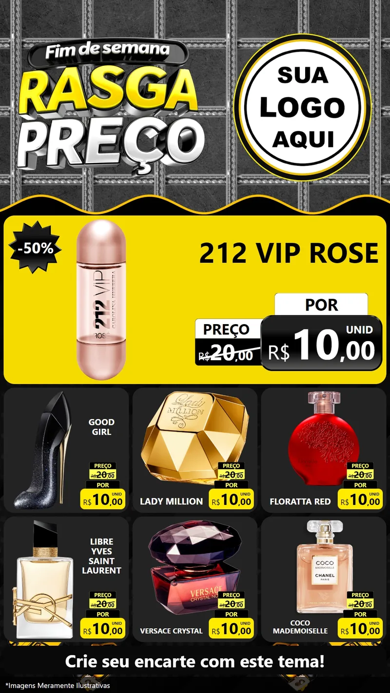 Modelo de Rede Social para Stories com o tema Fim de Semana Rasga Preço para Perfumes
