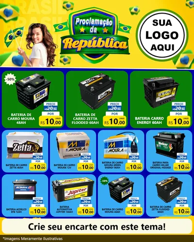 Modelo de Rede Social para Feed Instagram com o tema Proclamação da República para Baterias Elétricas