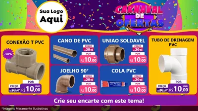 Modelo de TV para TV Horizontal com o tema Carnaval de Ofertas para Tubos e conexões