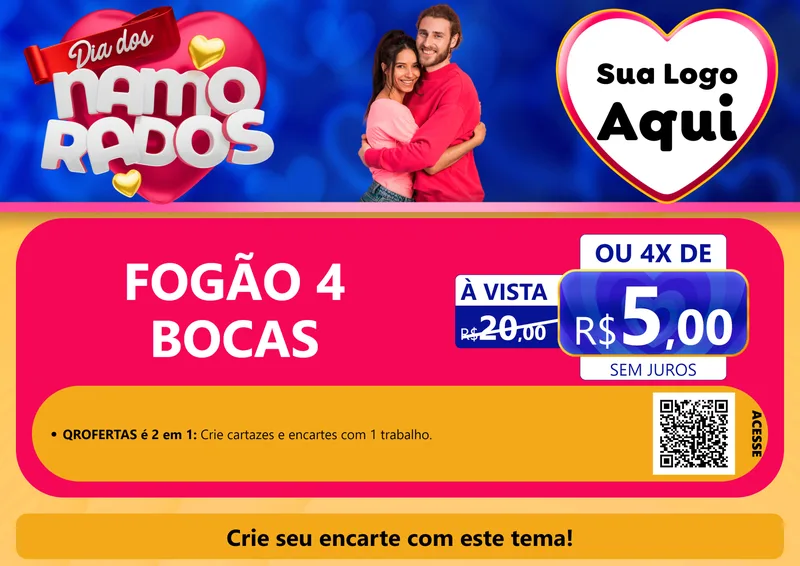 Modelo de Cartaz para Cartaz A4 Horizontal com o tema Dia dos namorados para Móveis e Eletro