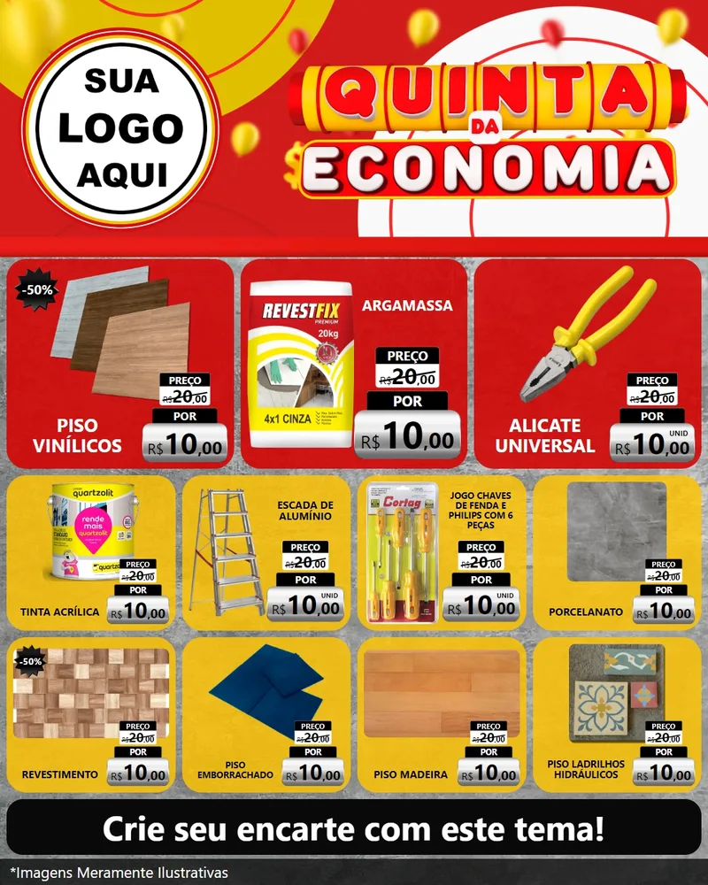 Modelo de Rede Social para Feed Instagram com o tema Quinta da Economia para Material para Construção