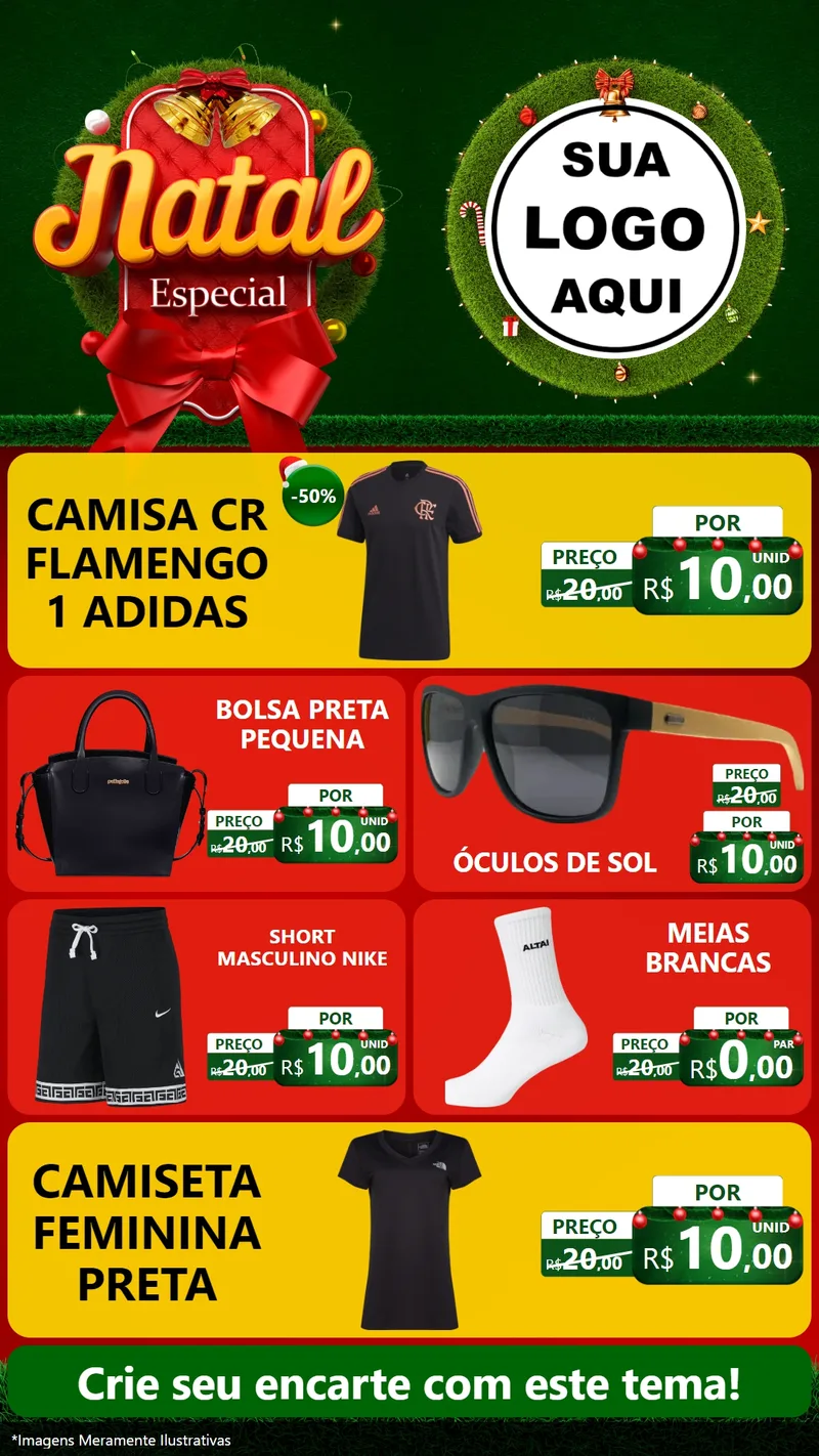Modelo de TV para TV Vertical com o tema Natal Especial para Roupas e acessórios