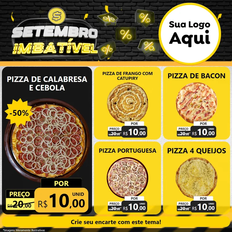 Modelo de Rede Social para Feed Facebook com o tema Setembro Imbatível para Pizzaria