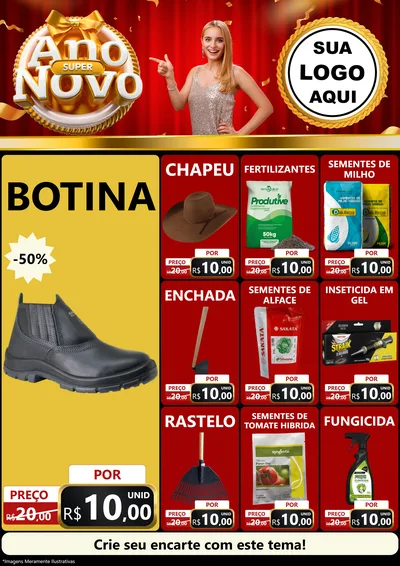 Modelo de Encarte para Encarte A4 Vertical com o tema Super Ano Novo para Agropecuária