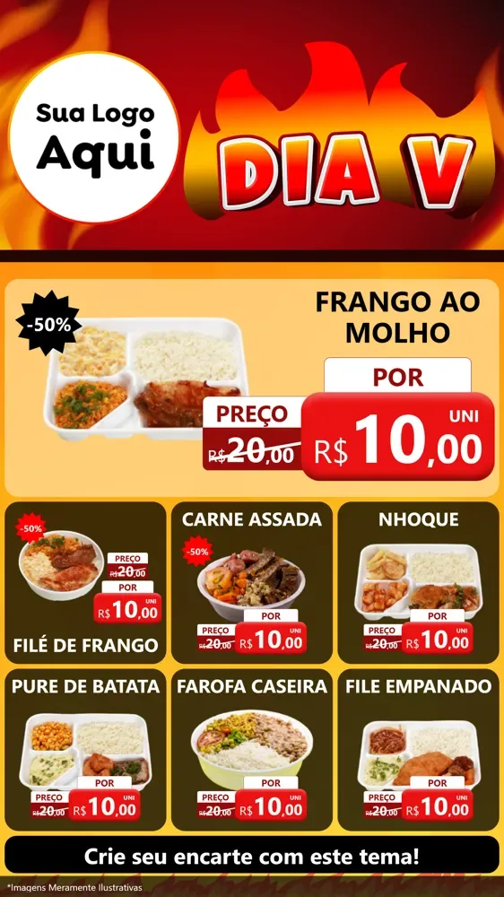 Modelo de Rede Social para Stories com o tema Dia V para Restaurante