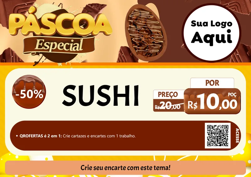Modelo de Cartaz para Cartaz A4 Horizontal com o tema Páscoa Especial para Comida japonesa