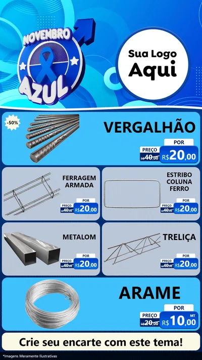 Modelo de TV para TV Vertical com o tema Novembro Azul para Ferragens