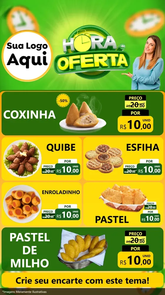 Modelo de TV para TV Vertical com o tema Hora da Oferta para Salgadaria