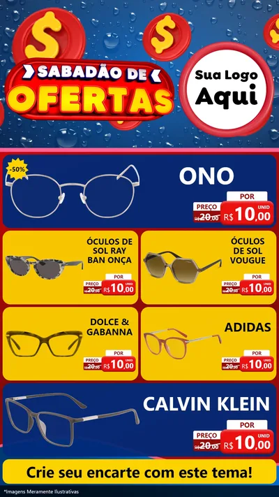 Modelo de TV para TV Vertical com o tema Sabadão de Ofertas para Óticas