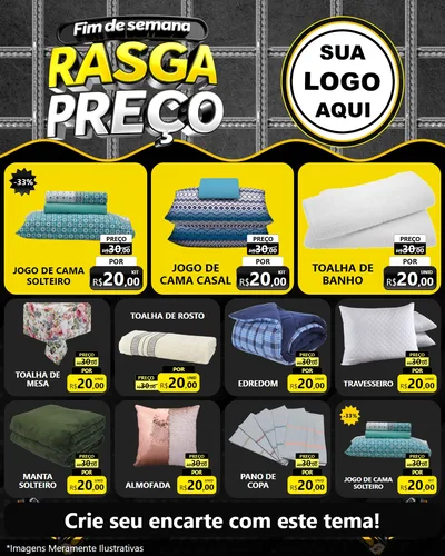 Modelo de Rede Social para Feed Instagram com o tema Fim de Semana Rasga Preço para Cama, Mesa e Banho