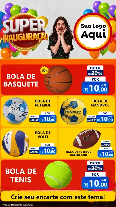 Modelo de TV para TV Vertical com o tema Super Inauguração para Artigos Esportivos