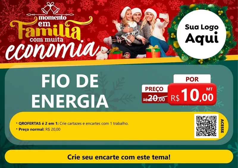 Modelo de Cartaz para Cartaz A4 Horizontal com o tema Momento em Família (Natal) para Materiais Elétricos
