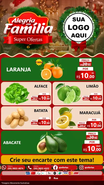 Modelo de TV para TV Vertical com o tema Alegria Em Família - Super Ofertas para Hortifrúti