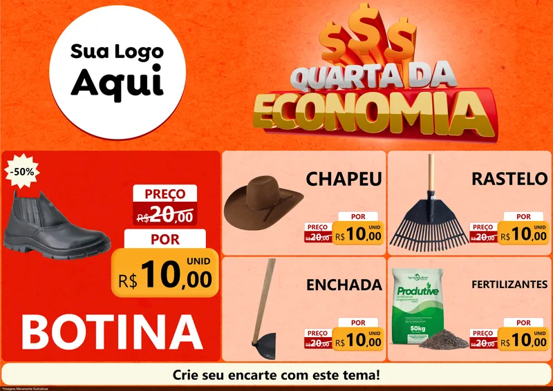 Modelo de Encarte para Encarte A4 Horizontal com o tema Quarta da Economia para Agropecuária