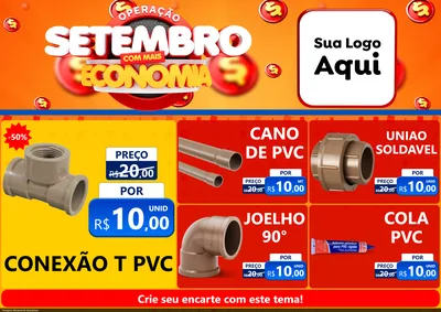 Modelo de Encarte para Encarte A4 Horizontal com o tema Operação Setembro Com Muita Economia para Tubos e conexões
