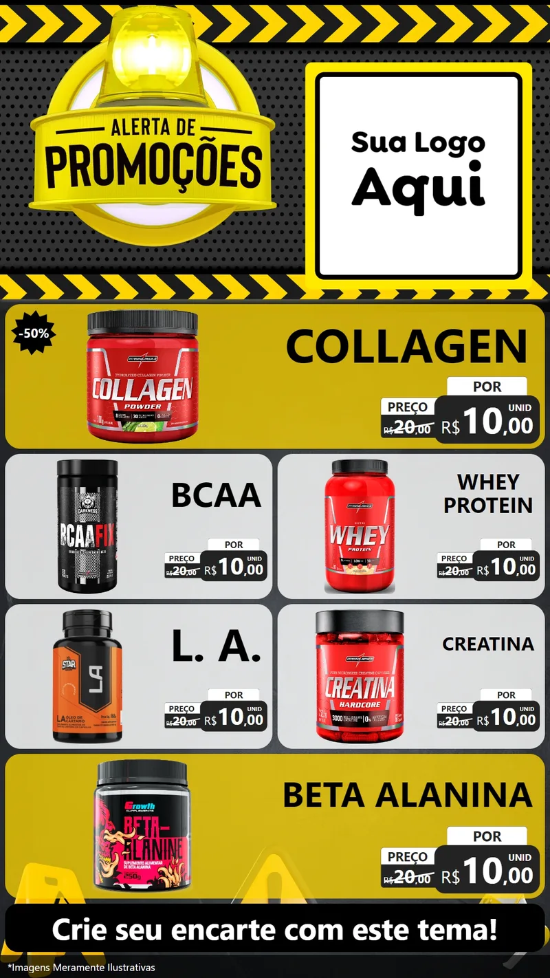 Modelo de TV para TV Vertical com o tema Alerta de Promoções para Suplementos alimentares