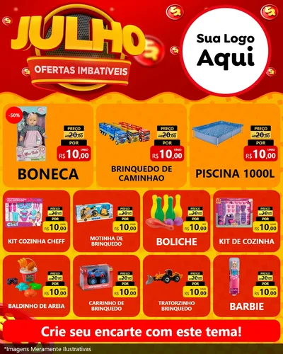 Modelo de Rede Social para Feed Instagram com o tema Julho Ofertas Imbatíveis para Brinquedos
