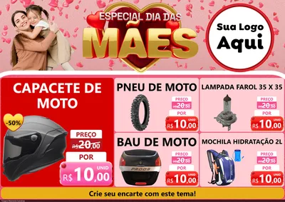 Modelo de Encarte para Encarte A4 Horizontal com o tema Especial Dia Das Mães para Moto peças