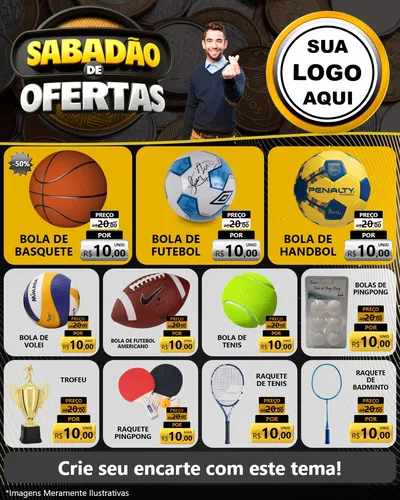Modelo de Rede Social para Feed Instagram com o tema Sabadão de Ofertas para Artigos Esportivos