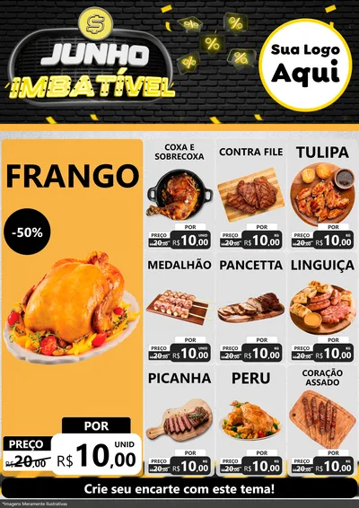 Modelo de Encarte para Encarte A4 Vertical com o tema Junho Imbatível para Assados