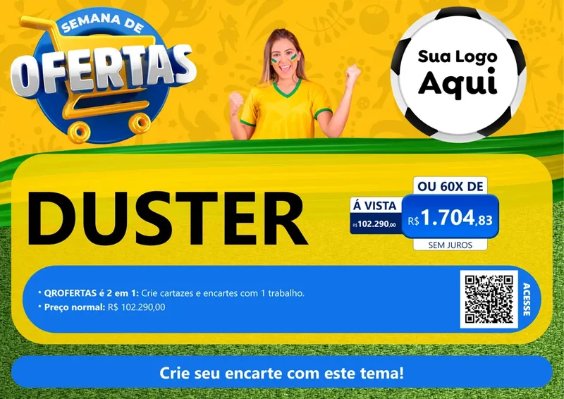 Modelo de Cartaz para Cartaz A4 Horizontal com o tema Semana de Ofertas - Copa para Concessionaria de Carros