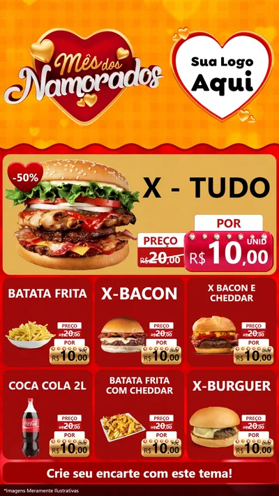 Modelo de Rede Social para Stories com o tema Mês dos Namorados para Hamburgueria