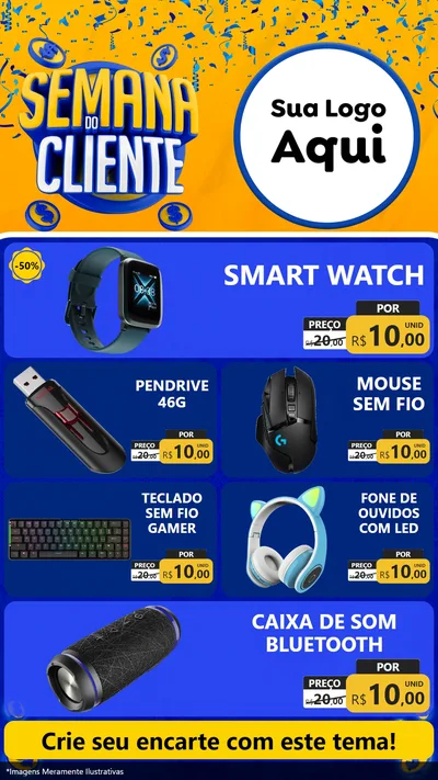 Modelo de TV para TV Vertical com o tema Semana do Cliente para Informática