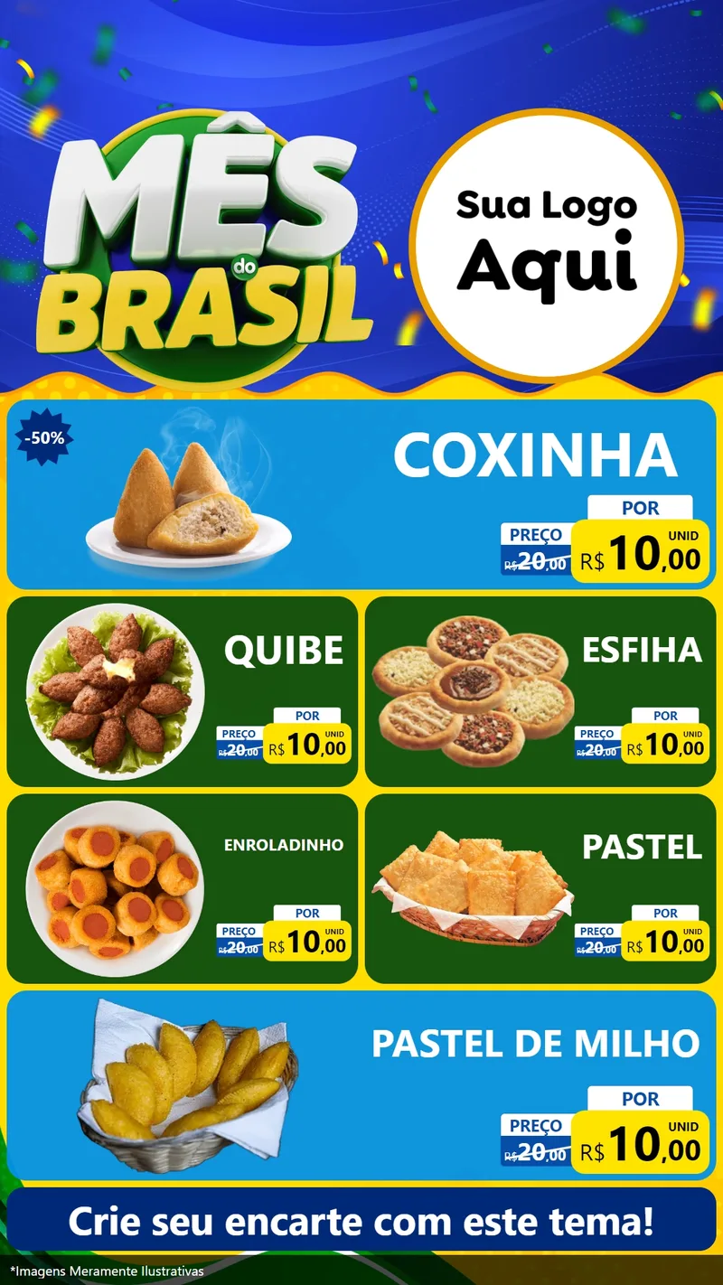 Modelo de TV para TV Vertical com o tema Mês do Brasil para Salgadaria