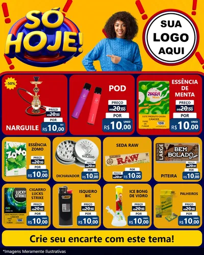 Modelo de Rede Social para Feed Instagram com o tema Só Hoje! para Tabacaria