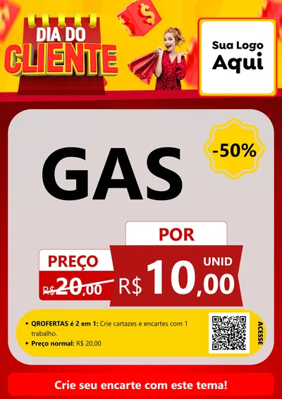 Modelo de Cartaz para Cartaz A4 Vertical com o tema Dia do Cliente para Água e gás