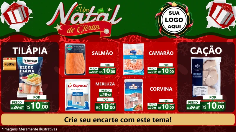 Modelo de TV para TV Horizontal com o tema Um Natal de Ofertas para Peixaria