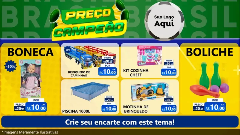 Modelo de TV para TV Horizontal com o tema Preço Campeão - Copa para Brinquedos