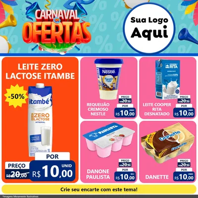 Modelo de Rede Social para Feed Facebook com o tema Carnaval de Ofertas para Frios e Laticínios