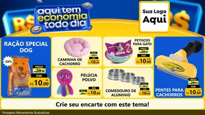Modelo de TV para TV Horizontal com o tema Aqui Tem Economia Todo Dia para Pet Shop