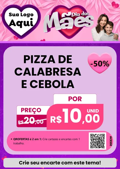 Modelo de Cartaz para Cartaz A4 Vertical com o tema Dia das Mães para Pizzaria