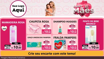 Modelo de TV para TV Horizontal com o tema Super Dia Das Mães para Bebês