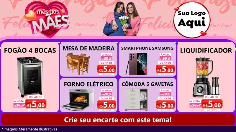 Modelo de TV para TV Horizontal com o tema Mês Das Mães para Móveis e Eletro