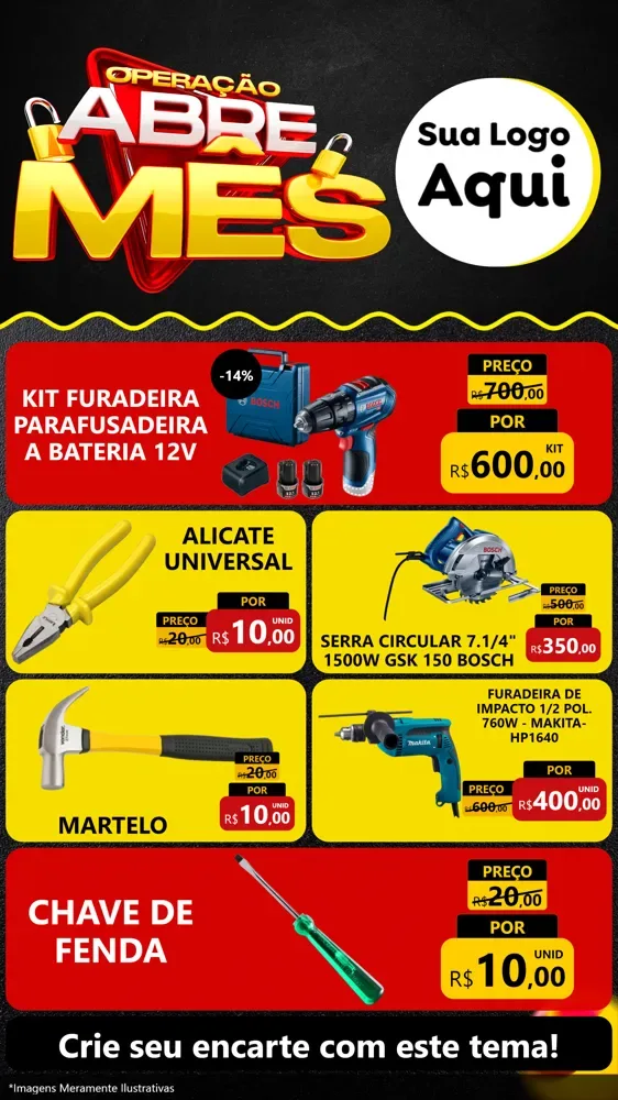 Modelo de TV para TV Vertical com o tema Operação Abre Mês para Maquinas e Ferramentas
