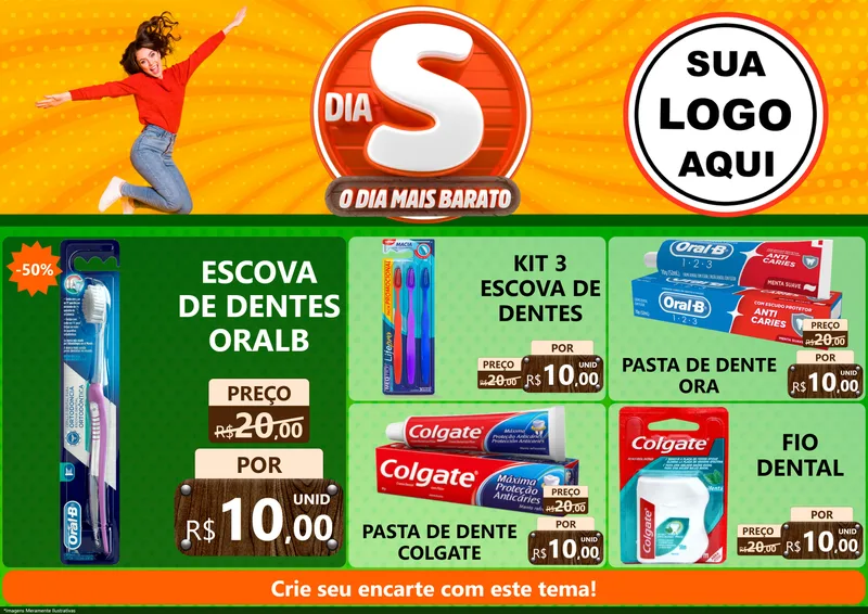 Modelo de Encarte para Encarte A4 Horizontal com o tema Dia S - O Dia Mais Barato para Higiene Pessoal