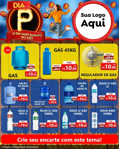 Modelo de Rede Social para Feed Instagram com o tema Dia P - O Dia Mais Barato Do Mês para Água e gás