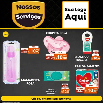 Modelo de Rede Social para Feed Facebook com o tema Nossos Serviços para Bebês
