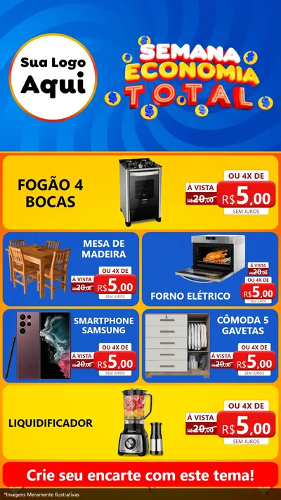 Modelo de TV para TV Vertical com o tema Semana Economia Total para Móveis e Eletro