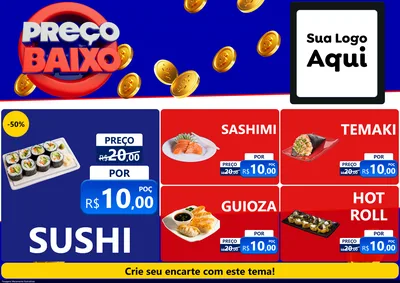 Modelo de Encarte para Encarte A4 Horizontal com o tema Preço Baixo para Comida japonesa